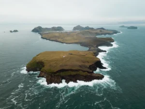 overhead view of the Westman Islands, one of the best places to elope in iceland