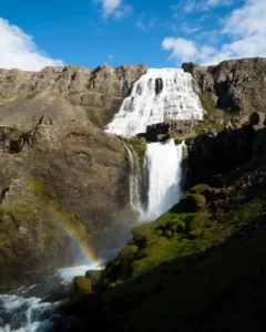 view of Dynjandi Waterfall, the best place to elope in iceland