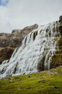 close up view of the Dynjandi Waterfall