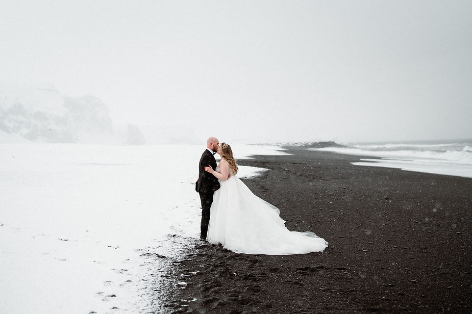 Dreamy Iceland Winter Elopement In The Black Sand Beach