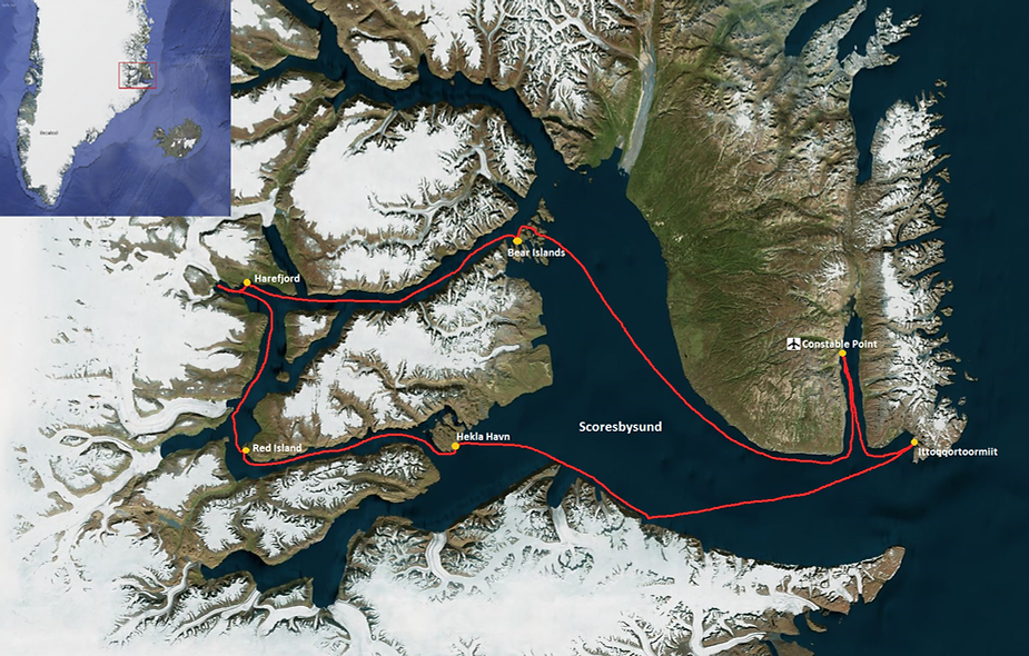 map of greenland sailboat route for a destination wedding.