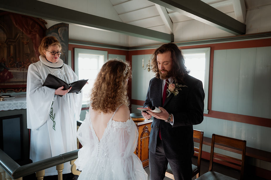 wedding ceremony inside the black church of budir
