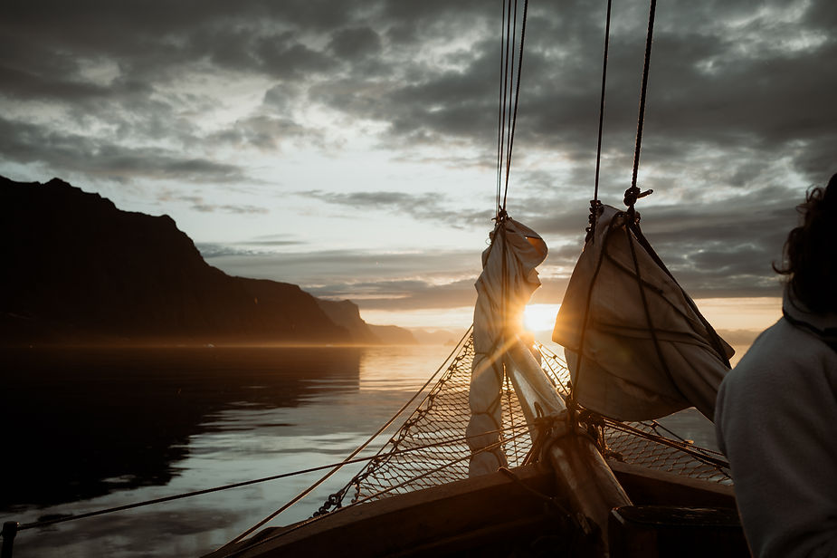sailboat goes through greenland during destination adventure wedding.