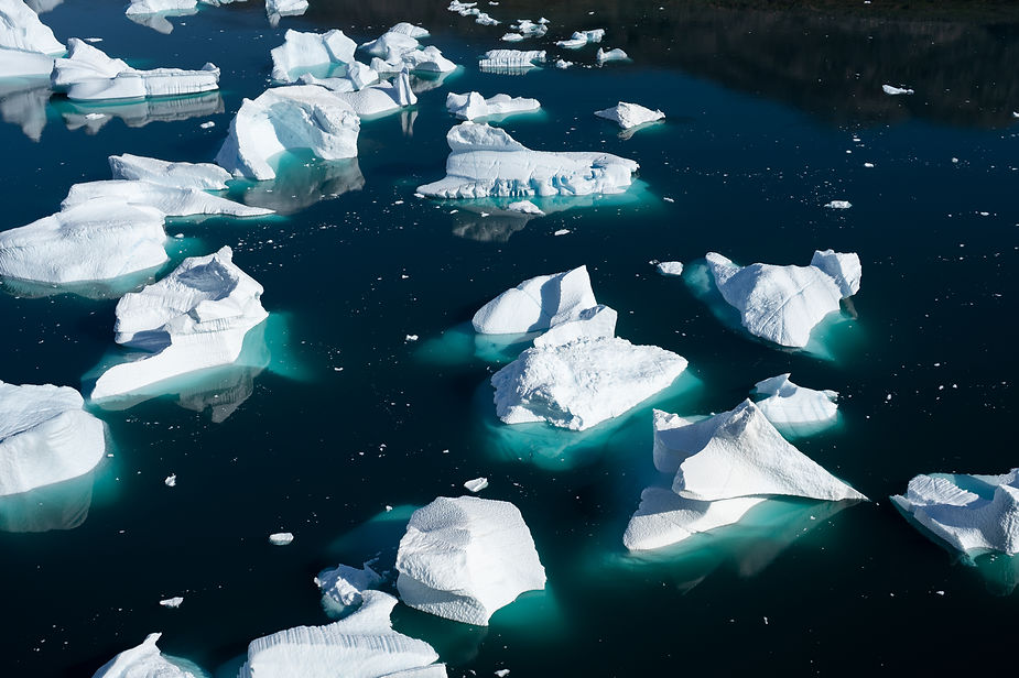 glaciers float in ocean during destination wedding.