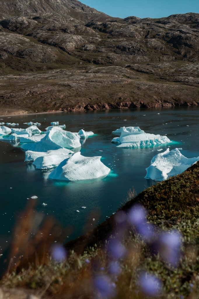 glaciers on the greenland coast during sailboat adventure elopement.