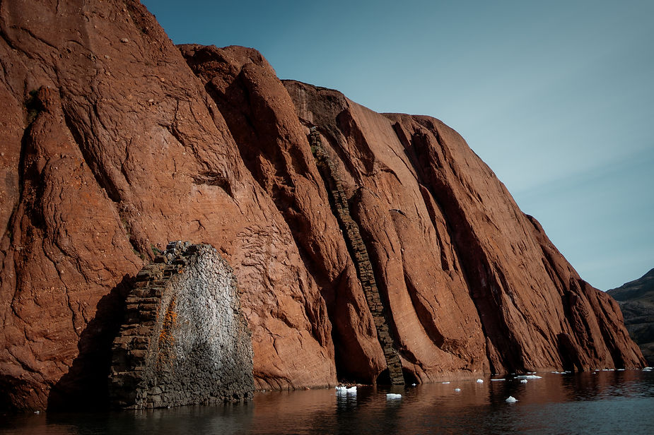rock formations during an adventure elopement in greenland.