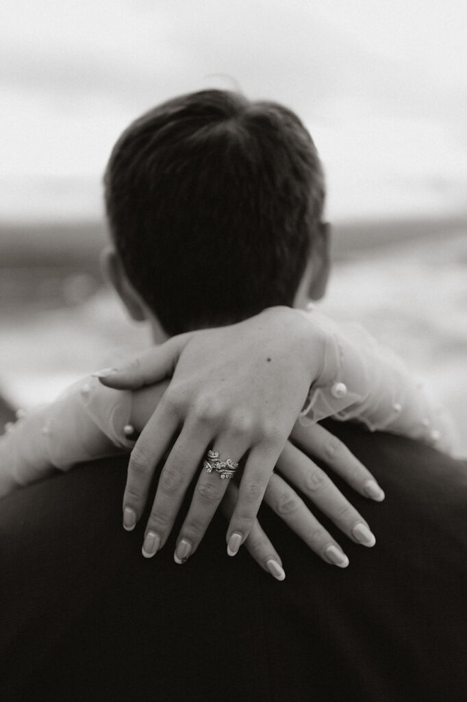 close up image of wedding ring during iceland adventure wedding.