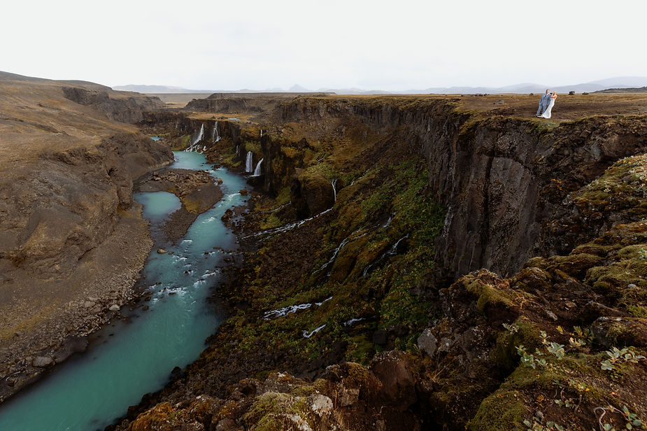 Bride and groom get married during their iceland elopement adventure.