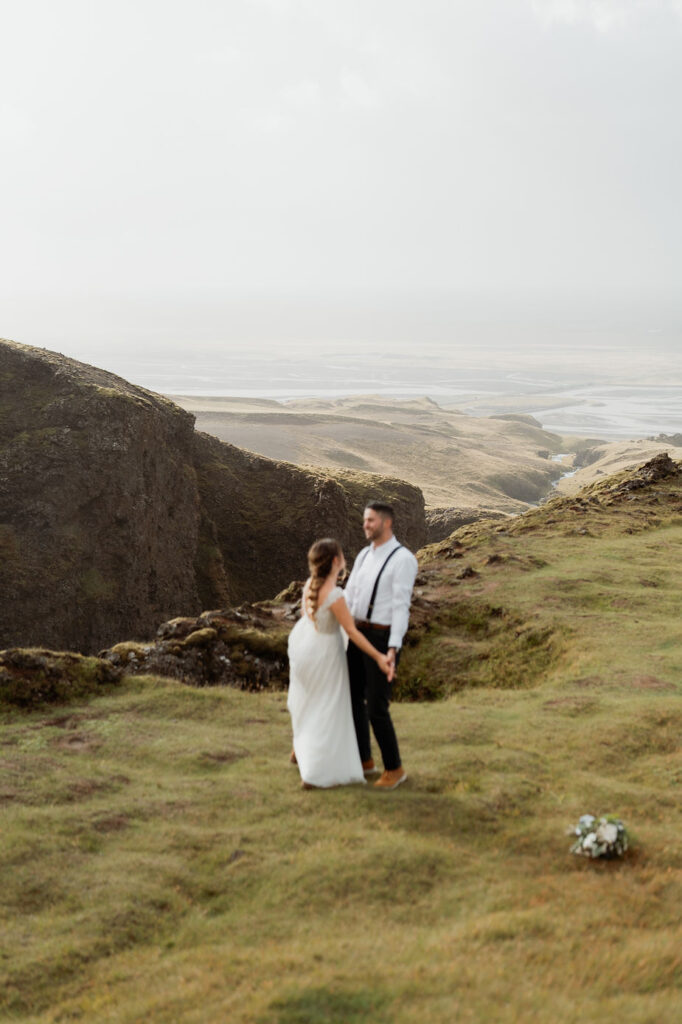 bride and groom during their iceland adventure elopement.